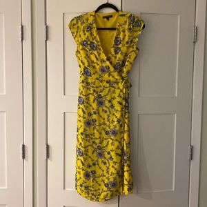 Banana Republic Yellow Floral Wrap Dress 4